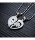 GC212 - Necklace His and Her Heart Key Matching Pendant Puzzle Couples Necklace